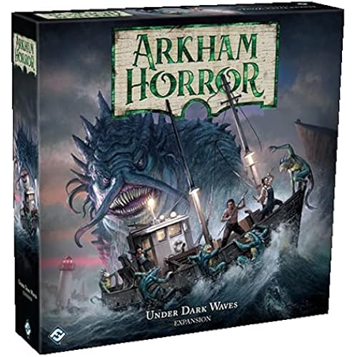 Arkham Horror Under Dark Waves Board Game Expansion - New Locations, Investigators, and Terror! Cooperative Mystery Game, Ages 14+, 1-6 Players, 2-3 Hour Playtime, Made by Fantasy Flight Games