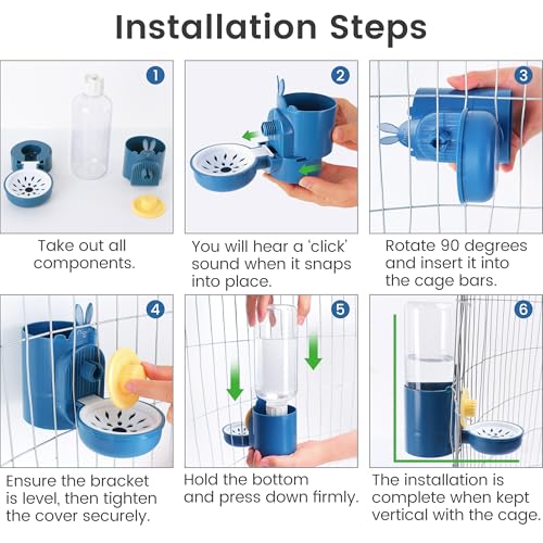 Rabbit Water Bottles 500ml Large Guinea Pig Non Drip Automatic Kettle for Bunny/Ferret/Hedgehog Small Animal Dispenser (Blue) - Image 6
