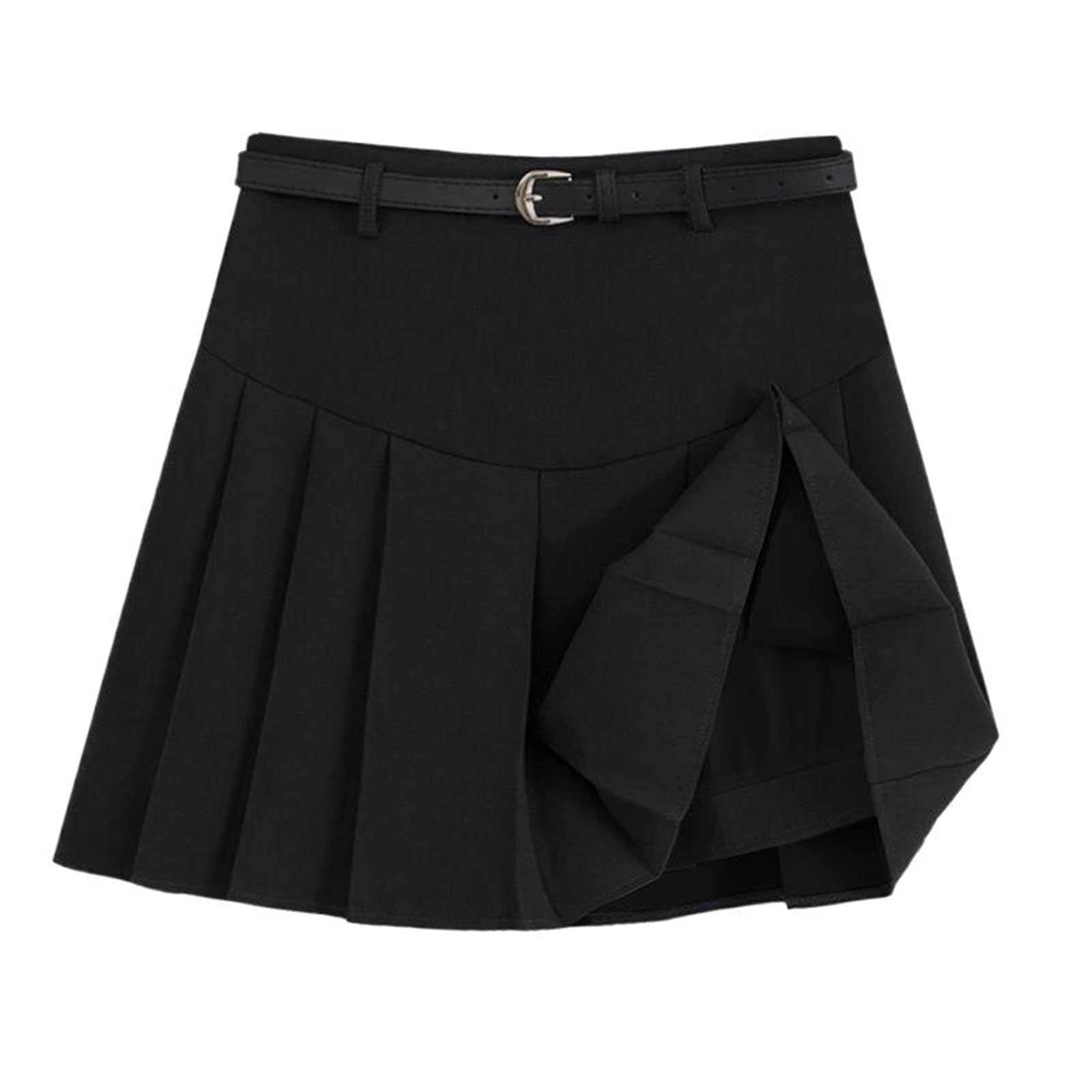 Womens Office Wear Wool High Waisted Pleated Skirt Slim Fit