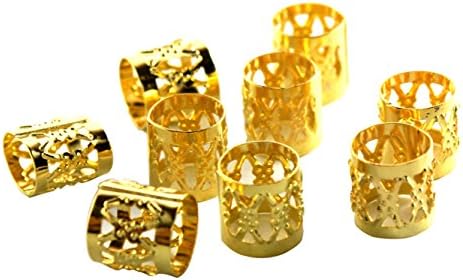 Mixed Dread Lock Dreadlocks Gold Plated Beads Metal Cuffs Hair Decoration Filigree Tube 9 PCS in 1 package