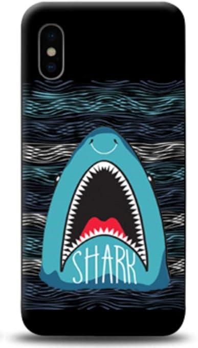 Amazon Co Jp Md洗練された夜の海ジオメトリック パターン波ラインおもしろいキャラクター動物のイラスト シャークテイルユニークなスタイルアートluxuryブラックシンプルなサメブルーアニマルケースかわいい漫画のイメージユニークなスマホケースナチュラルおしゃれな