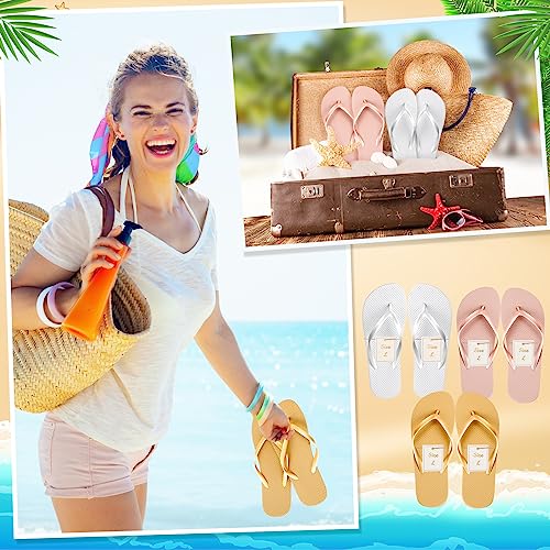 Image of Unittype Flip Flops Bulk for Wedding Guest Slippers Wedding Flip Flops with Cards Bags for Pool Beach Party