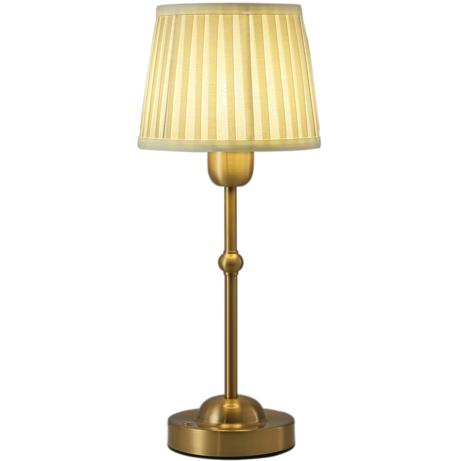 Cordless Table Lamp Rechargeable, 3 Color Portable Touch Adjustable Brightness & Darkness LED Desk Lamp with Fabric Shade, Small Lamp for Nightstand,