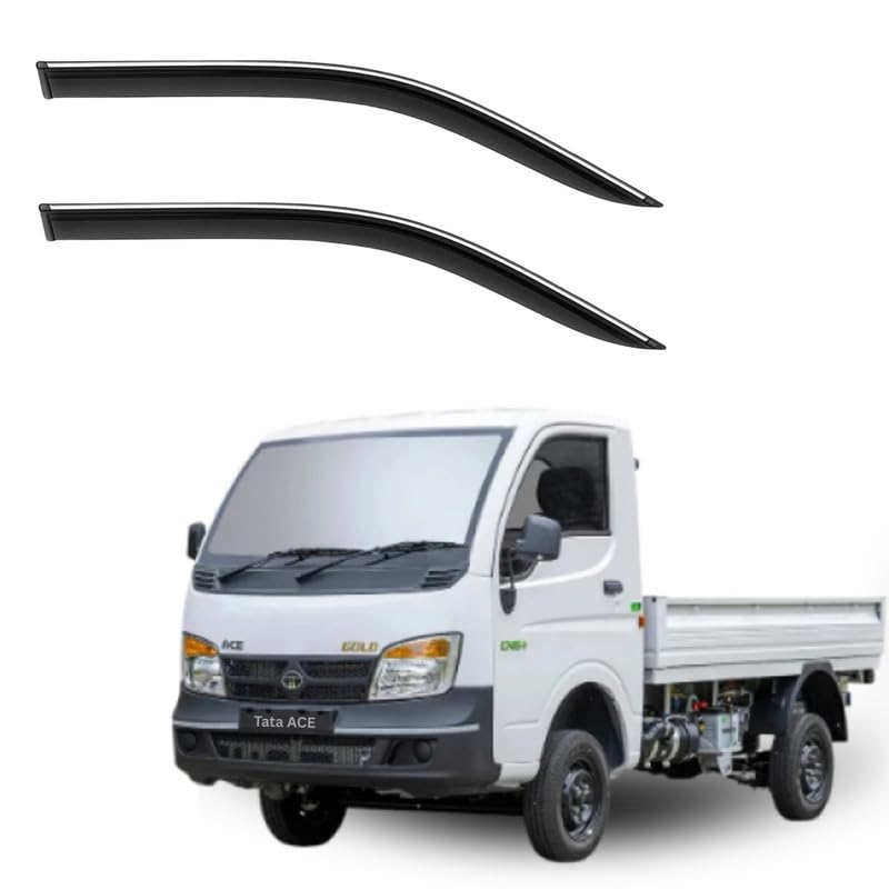 Image of CAR SAAZ Side Door Visors for ACE (Set of 2Pcs)|Chrome Lined Rain Guards, Polycarbonate, Smoke Finish