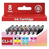 Vowdicua CLI-8 CLI8 Ink Cartridges 8-Pack Compatible Replacement for CLI8 CLI 8 Ink Cartridges with Pro9000, Pro9000 Mark II MP500 MP530 MP600 MP600R MP800 MP800R MP810 MP830 MP950 Printers