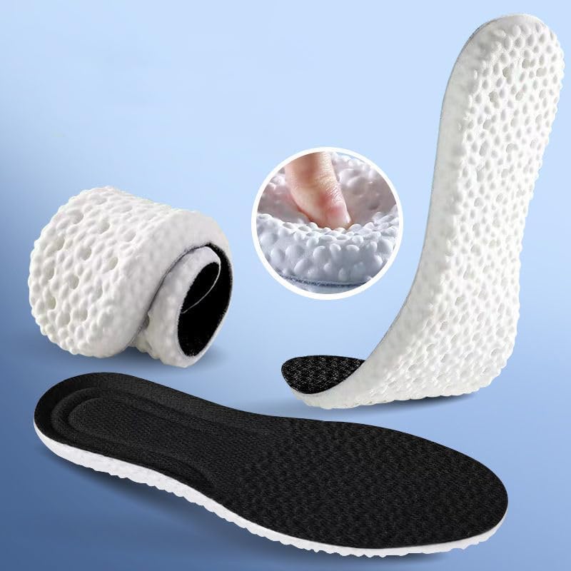 Sichumaria 1 Pairs Memory Foam Shoe Insoles,Shock Absorption Inserts Arch Support Cuttable Soft Breathable Honeycomb Orthotic Replacement Inserts InsolesInsoles for Men Women Relieve Foot Pain（Black）