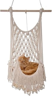 SSDHUA Cat Hammock Handwoven Bohemian Cat Dog Hammock Cat Dog Tassel Swing Hanging Bed Deep Cat Nest Indoor Elegant Tapestry Decoration Cat Dog Nest