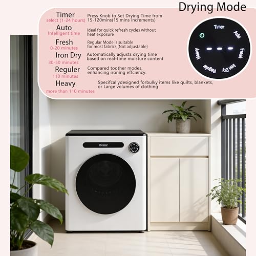 Image of Dessiz 110V Clothes Dryers 950W Compact Dryer 1.6cu.ft Front Load Stainless Steel 11lbs Electric Dryers Machine with Exhaust pipe for Apartment,RVs,Dorms,Auto Stop and Easy Control