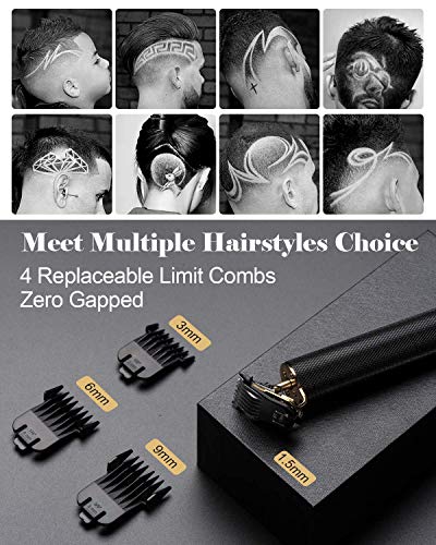 OriHea Electric Pro Li Outliner, T-Blade Trimmer Hair Clippers for Men, USB Cordless, Zero Gapped Detail Beard Shaver Barber Salon Grooming Cutting Kit, Waterproof Titanium & Ceramic Blades - Black - Thumbnail 3