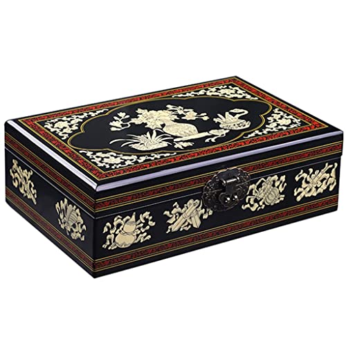 Boîte à bijoux en bois au motif vase raffiné avec double compartiment de rangement