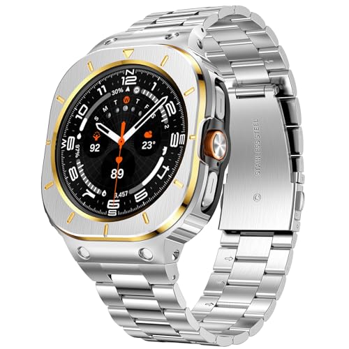 SUPLINK Coque et bracelet en acier inoxydable compatibles avec les bracelets Samsung Galaxy Watch Ultra de 47 mm (2025/2024), coque de protection robuste avec bracelets en métal pour montre Samsung SUPLINK Coque et bracelet en acier inoxydable compatibles avec les bracelets Samsung Galaxy Watch Ultra de 47 mm (2025/2024), coque de protection robuste avec bracelets en métal pour montre Samsung