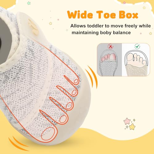 Image of FEETCITY Baby First Walking Shoes Wide Baby Shoes Infant Sneakers Newborn Crib Shoe Barefoot Lightweight Slip On Shoe