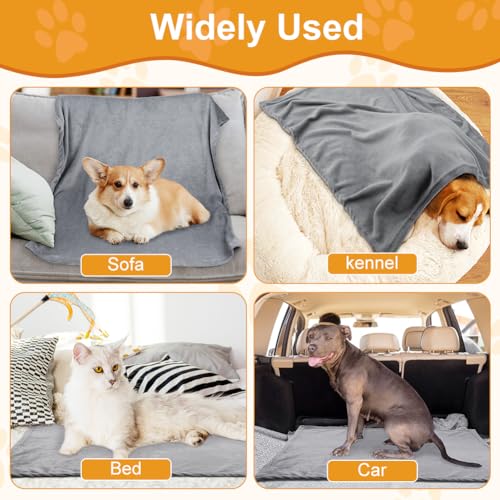 Aomig Hundedecke Katzendecken Waschbar Flauschig Decken Super Weich Fluffy Haustier Decken Kleine Mittlere Grosse Hunde Katzen Sofaschoner aus Coral Fleece für Transportbox Autos Betten Grau 95 * 80cm