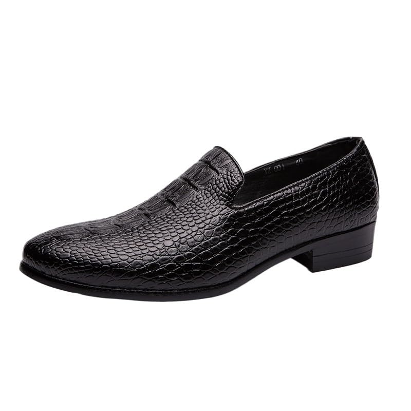 Dress Formal Shoes for Men Anti-Slip Non Slip Rubber Sole Block Heel Working Breathable Calfskin Leather Slip On Working