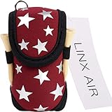 (LINX AIR) ゴルフポーチ ゴルフボールケース [ 正規品 ] ボール入れ ボールケース 軽量 (簡易パッケージ, 星柄／ワインレッド)
