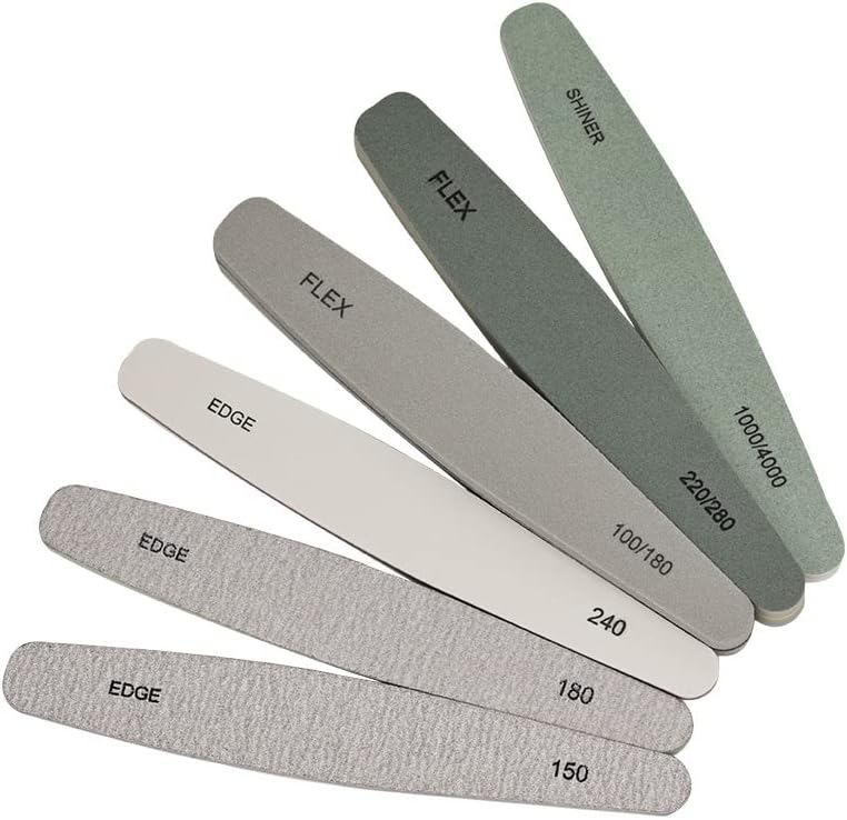 Nail File and Buffer Set, 6 Pcs Nail Files & Nail Buffer Blocks for Natural Nails, Emery Boards for Nails, 100/180 Grit Nail Files for Acrylic and Gel Nails 240 Grit Nail Files