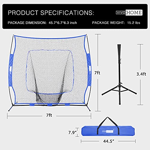image for VIVOHOME 7 x 7 Feet Baseball Backstop Net, Softball Practice Net for B