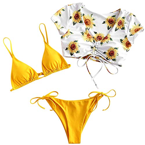ZAFUL Gepolsterte Bikini Set, Tie-Dye-Druck Spitze Dreieck Cup + Weste...