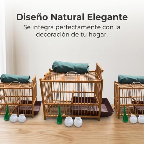 Jaula para aves pequeñas con dispensador de agua lavabo y funda protectora 5