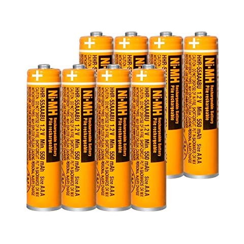 HHR-55AAABU NI-MH Rechargeable Batteries for Panasonic, 550mAh 1.2V AAA Battery for Cordless Phone, Pack of 8 Cover
