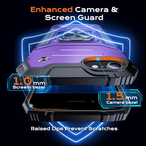 Image of Anqrp Heavy Duty Case for iPhone 6 /7 /8 /SE /SE2 Case with Enhanced Ring Holder Grip Stand, Military Grade Shockproof Rugged Drop Protective Silicone Hard Slim iPhone SE Phone Case Cover,Purple