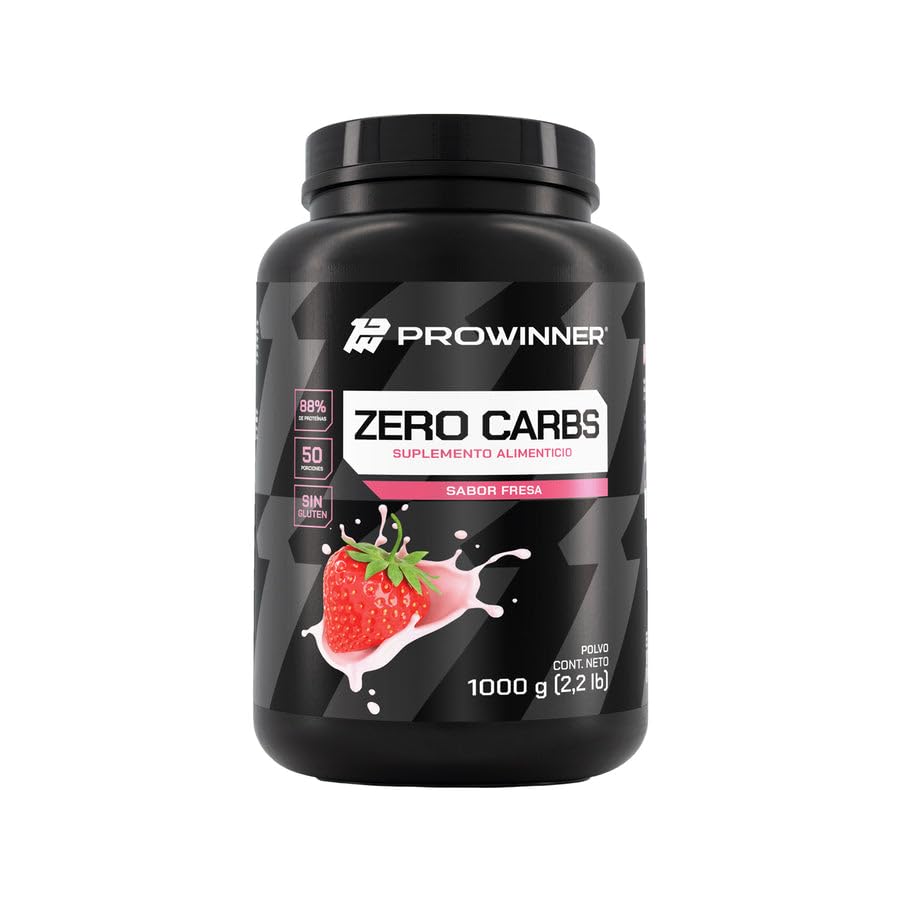 Proteínas, PROWINNER | Zero Carbs, Proteína Sin Carbohidratos, Suplemento Alimenticio, Sabor Fresa, 18g de Proteína por Porción, Rinde 50 Servicios, Sin Grasas, con...
