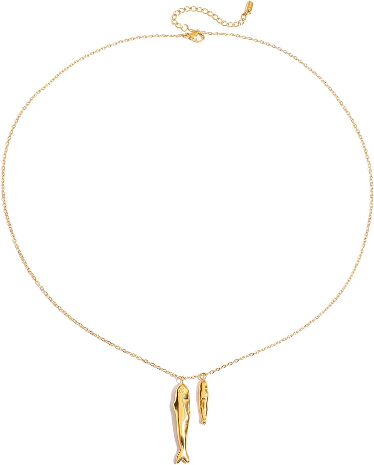 Gold fish pendant necklace for women waterproof ocean beach jewelry