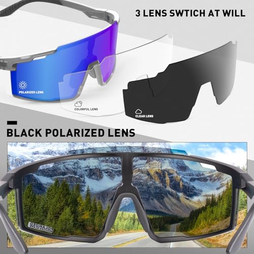 SCVCN Polarized Cycling Glasses Mountain Bike Glasses MTB Glasses Polarized Biking Sunglasses Men Women Bicycle Riding Goggles Sport Glasses Motorcycle Cycle Glasses Running Fishing Driving - Image 3