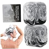 2 Stück Aktivkohle-Seife, 100 g, Gesichtsseife aus vulkanischem Ton, gegen Akne, natürliche...