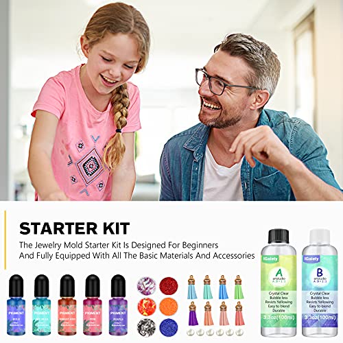 IGaiety Resin Jewelry Making Kit 240 Pcs Silicone Epoxy Resin Mold Keychain Starter Kit Bundle with Epoxy Molds and Pigments Tools for Beginners Adults Jewelry Earring Making by IGaiety - Image 7