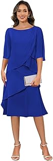 Chiffon Mother of The Bride Dresses Tea Length Short Sleeves 2025 for Women Ruffle Formal Dress