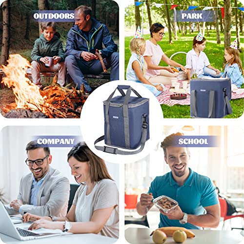 Yimieasybuy Reusable Grocery Bags, 30L Insulated Bags For Food Delivery,Food Insulated Bag，Suitable For Camping, Short Distance Travel, Grocery Transportation, Reusable Shopping Bag, Navy #TOP5
