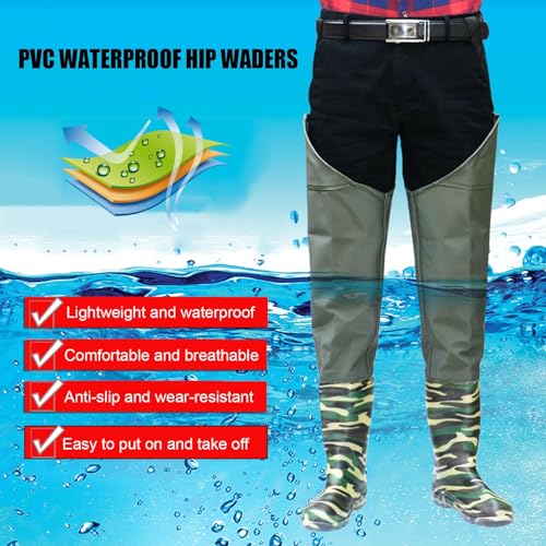 80cm Hip Waders Boots for Men Women Lightweight PVC Waterproof Fishing Hip Boots for Outdoor Hunting/Swamp/Gardening2
