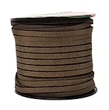 Mandala Crafts 50 Yards 5mm Wide Jewelry Making Flat Micro Fiber Lace Faux Suede Leather Cord (5mm, Olive Brown)