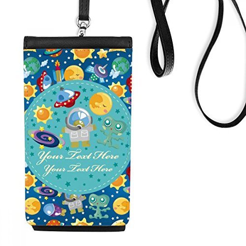 Sac téléphone noir univers et alien en faux cuir avec cordon de suspension pratique