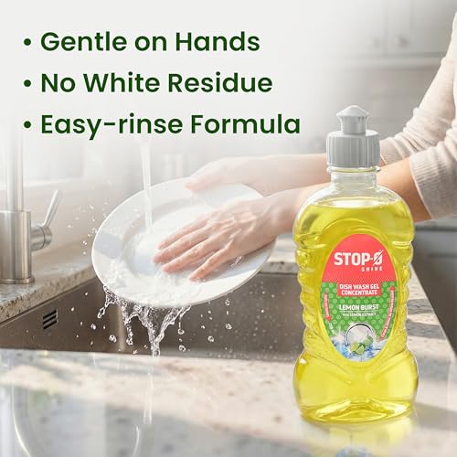 Image of Cycle Pure STOP-O Shine Dishwash Liquid - Lemon Burst | Powerful Grease Removal | Sparkling Shine | Refreshing Lemon Fragrance Pack of 4 | 250 ML Each