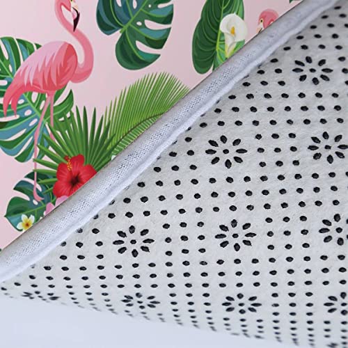Zifarm Badematte rutschfeste 50x80 cm Flamingo Badvorleger-Set 3D Drucken Palmblätter Rosa Blumen Mikrofaser Flanell… – Bild 8