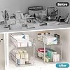 Vtopmart 2 Tier Bathroom Storage Organizer, 2 Pack Clear Under Sink Organizers Vanity Counter Container, Cabinet Drawers Bins, Pull-Out Organization with Track for Pantry, Kitchen #5