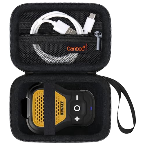 Canboc Carrying Case Compatible with DEWALT Wearable Bluetooth Speaker, Magnetic Clip-On Wireless Water-Resistant Portable Speaker Bag, Zipper Mesh Pocket fit Cable, Black (Case Only)