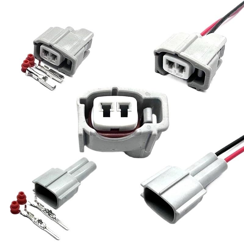 Cars Connector 1 Set 2 Pin Way Fuel Injector Water Proof Plug Female Male Automobile Harness Connector 6189-0611 90980-11875(Brown,5 Sets)