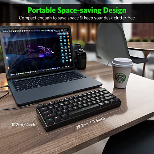 Tewell 61 Keys Rgb Wired Mechanical Gaming Keyboard With Audible Click Sound Blue Switches, Compact Mini Portable Computer Keyboard For Windows Gaming Pc #TOP2