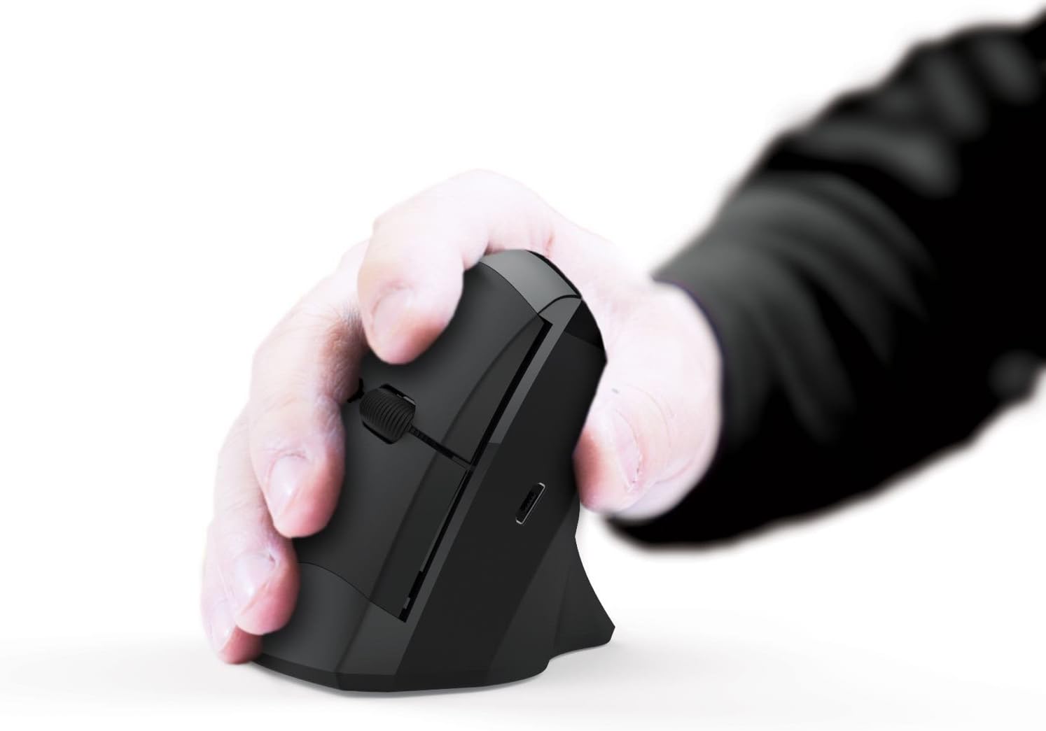 [New Arrival--New Version] 6D Battery 2.4G Wireless Vertical Ergonomic Optical Mouse, 800 / 1200 /1600DPI, 5 Buttons - Black