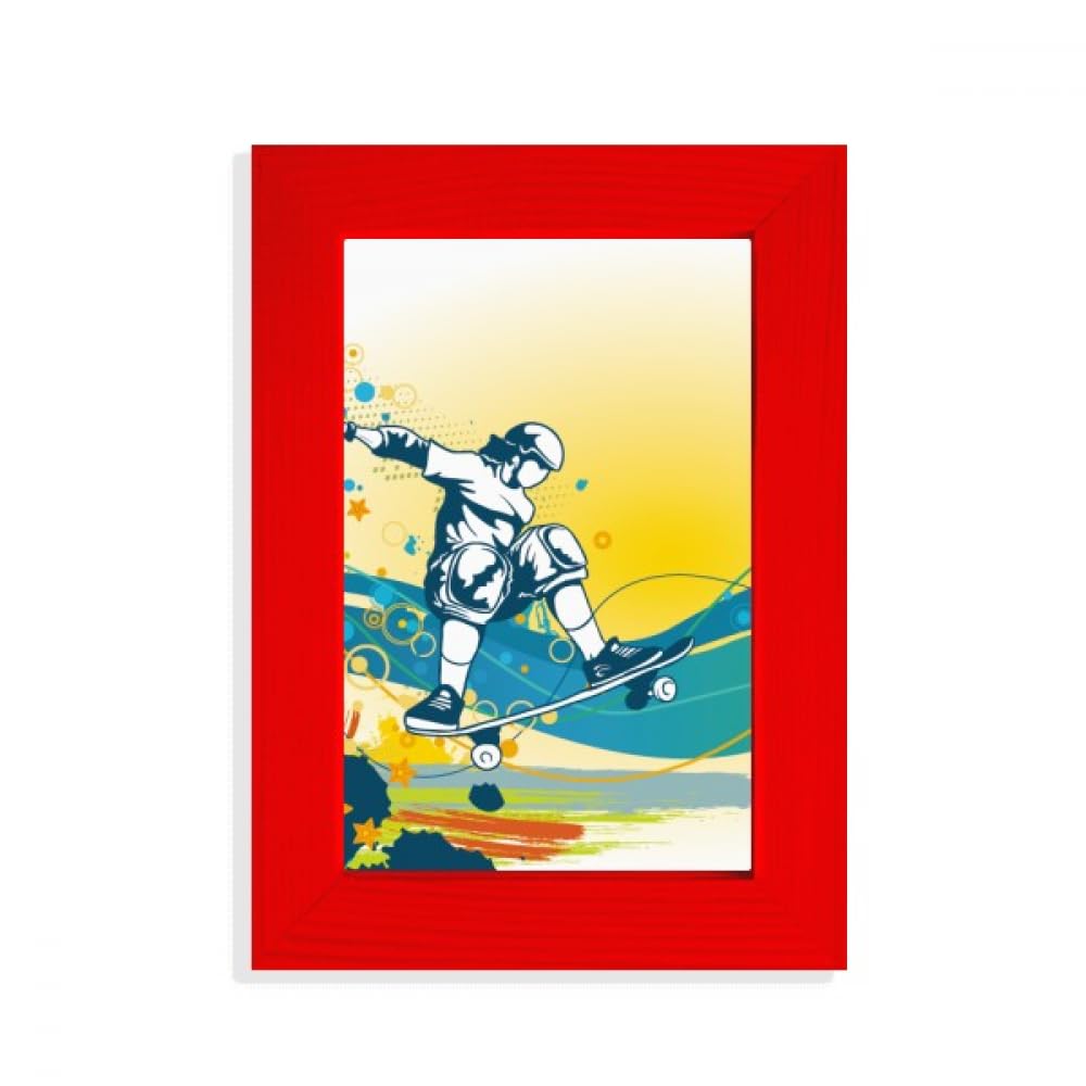Cadre photo rouge avec affiche de skateboard pour déco murale