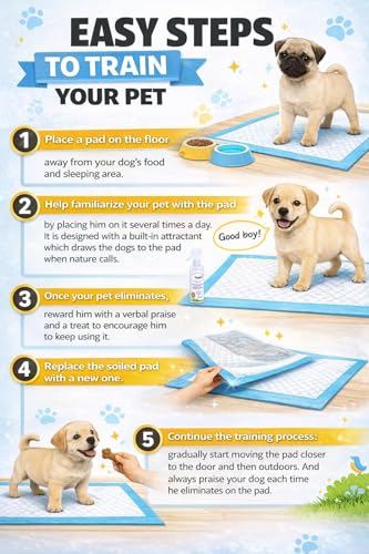 Image of Patch & Marshall Pet Training Pads with Adhesive Floor Tape,Heavy Duty,Rapid Dry & Absorbent Core, Suitable for Puppies,Small,Medium,Large Dogs , (XL - Fast Quilt - 20 Pcs)