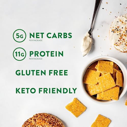 Highkey Gluten Free Snacks Everything Bagel Seasoning Crackers -Keto Snack Everything Seasoning Almond Flour Cracker Low Carb Keto Chips Keto Food High Protein Snack Crackers Diet Friendly Food 6Pack #TOP3