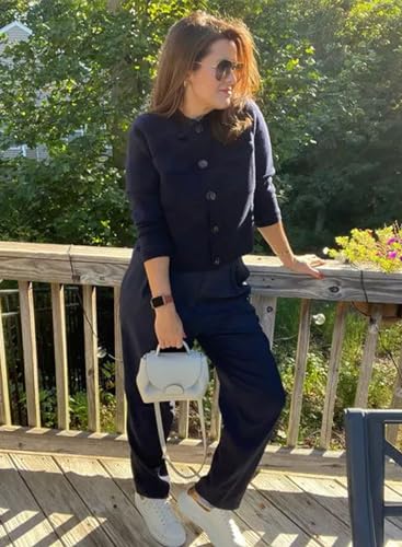 Womens Wool Pea Coat Button Up Open Front Trench Outerwear Long Sleeve Cropped Cardigan Jacket with Pockets4