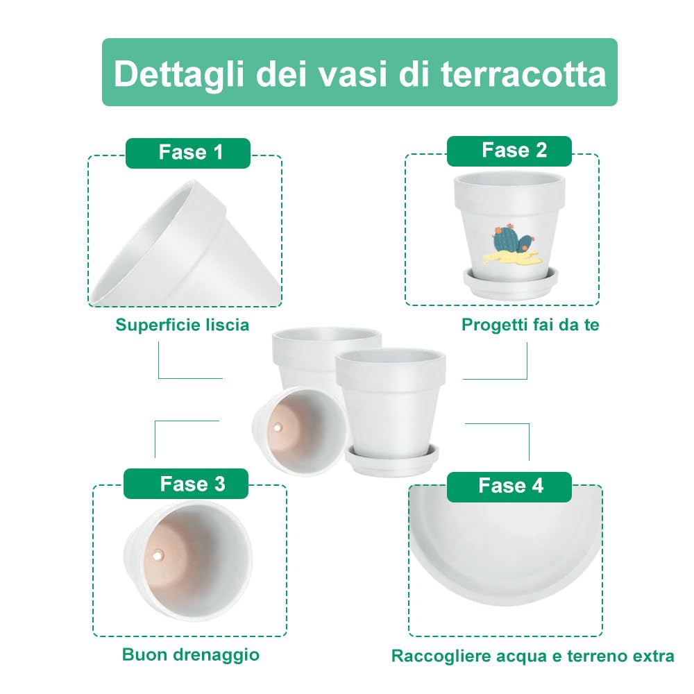 vensovo 48 pezzi piccoli vasi di terracotta - 2 pollici piccoli mini vasi di terracotta bianchi con fori di drenaggio vasi di terracotta per fioriere per interni/esterni
