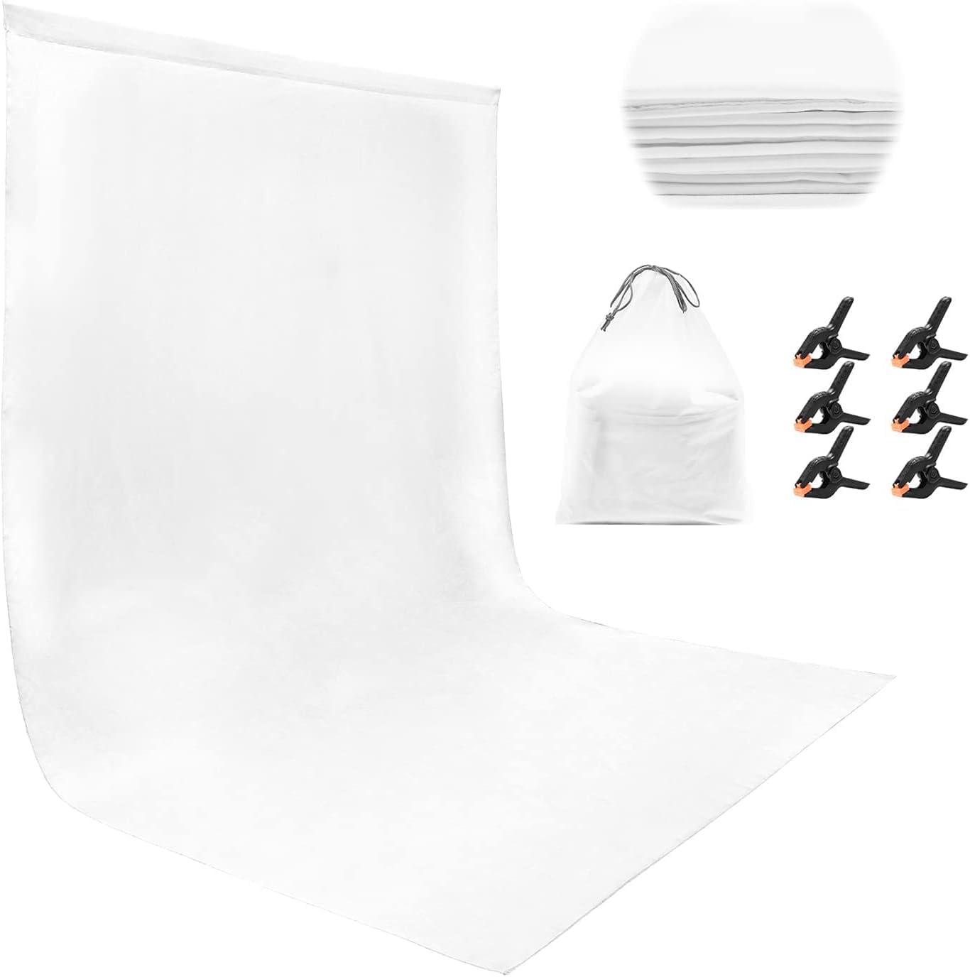 Sponsored Ad โ White Backdrop 1.8ร2.8m, Thicken Washable Polyester Rollup Cloth with 6 Clips + One Bag