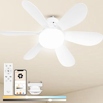 Compatible with Alexa and Google Home LED Ceiling Fan Light, Ceiling Light with Fan, Remote Control, 2-in-1 Remote Control, Wi-Fi Compatible, Ceiling LED Light, Forward and Reverse Rotation