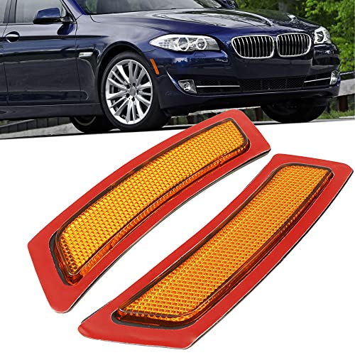 KYYET Front Bumper Side Marker Lights Reflector Compatible with 2011-2016 BMW F10/F11 5 Series 528i 528ix 535i 550i(Amber Lens)